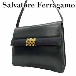 サルヴァトーレフェラガモ(Salvatore Ferragamo)のサルヴァトーレ　フェラガモ　C ショルダーバッグ　レザー　ガンチーニ　ブラック(ショルダーバッグ)