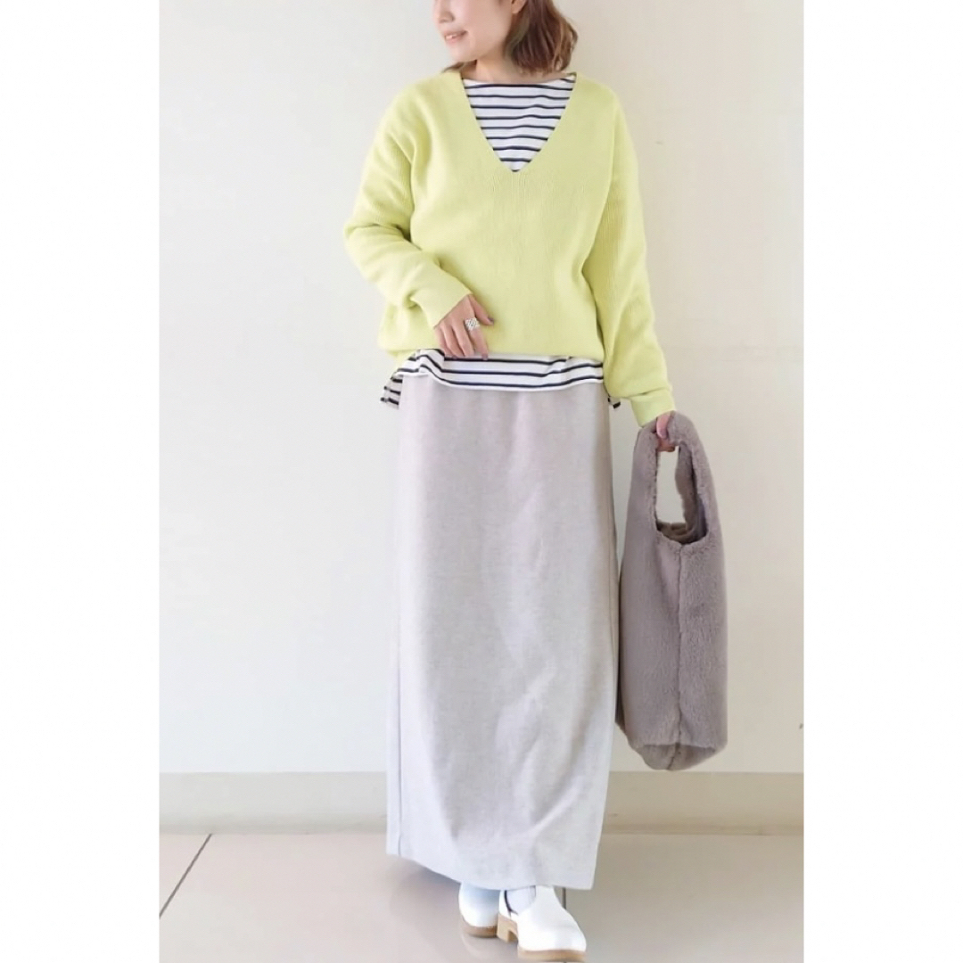 THE SHOP TK - レディース Vネックニット ライムイエロー M THE SHOP TK - レディース Vネックニット ライムイエロー M
