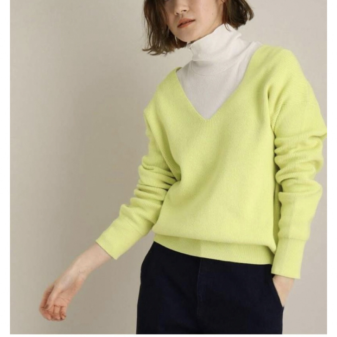 THE SHOP TK - レディース Vネックニット ライムイエロー M THE SHOP TK - レディース Vネックニット ライムイエロー M