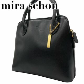 ミラショーン(mila schon)の美品　ミラショーン　e7 ハンドバッグ　サフィアーノレザー　ロゴ型押し　ブラック(ハンドバッグ)
