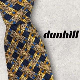 ダンヒル(Dunhill)の【4196】美品！dunhill ダンヒル　ネクタイ　ブルー×イエロー系(ネクタイ)