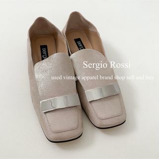 セルジオロッシ(Sergio Rossi)の未使用★セルジオロッシ　sr1 ラメフラットシューズパンプス　ライトベージュ37(バレエシューズ)