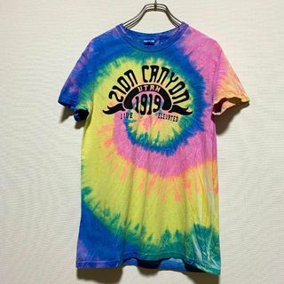 ヴィンテージ(VINTAGE)のUSA古着　タイダイ染め　半袖Tシャツ　プリント　カラフル　ユニセックス　J72(Tシャツ/カットソー(半袖/袖なし))