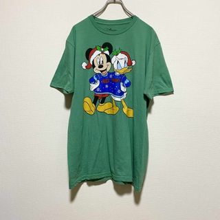 ディズニー(Disney)のアメリカ古着　ミッキーマウス　ドナルドダック　クリスマス　半袖　Tシャツ(Tシャツ/カットソー(半袖/袖なし))