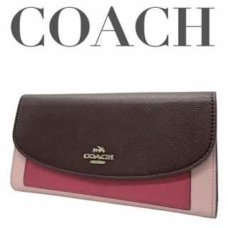 コーチ(COACH)の美品　COACH コーチ　w1 長財布　F56492 本革　レザー　ゴールド金具(Tシャツ(半袖/袖なし))