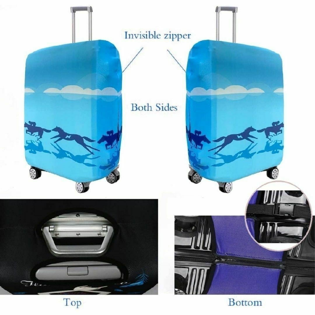 スーツケースカバー　洗濯可能　22〜25インチ　ブルー レディースのバッグ(スーツケース/キャリーバッグ)の商品写真