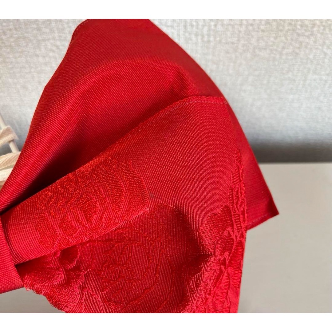 レディース 浴衣 リボン 帯 レッド 赤色 中古 レディースの水着/浴衣(浴衣帯)の商品写真