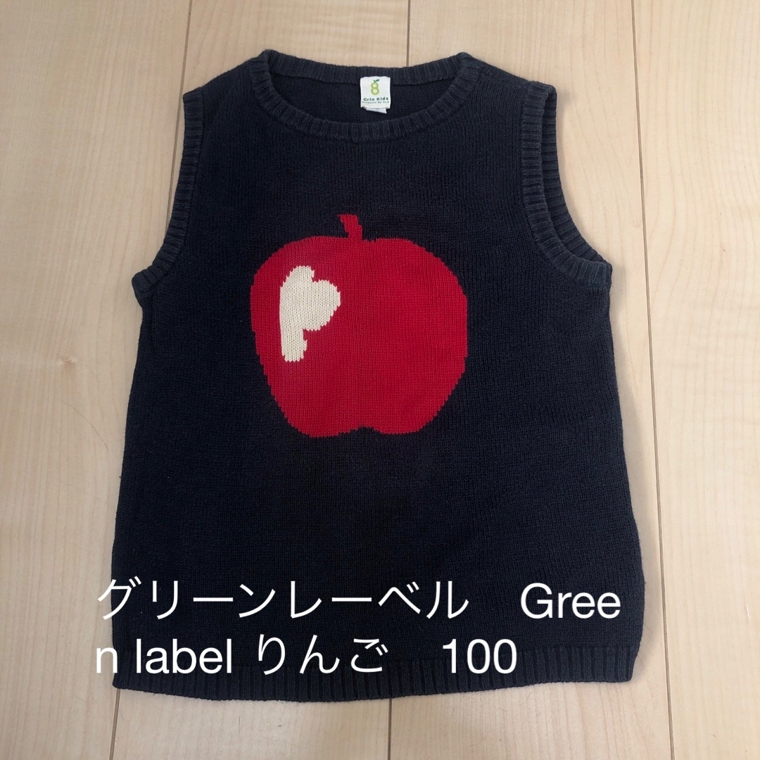 UNITED ARROWS green label relaxing(ユナイテッドアローズグリーンレーベルリラクシング)のグリーンレーベル　Green label りんご　ベスト　紺　キッズ　100 キッズ/ベビー/マタニティのキッズ服男の子用(90cm~)(ニット)の商品写真