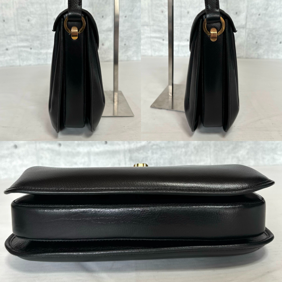 良品】MORABITO BLACK レザー ゴールド金具 ワンハンドルバッグ 良品】MORABITO BLACK レザー ゴールド金具 ワンハンドルバッグ