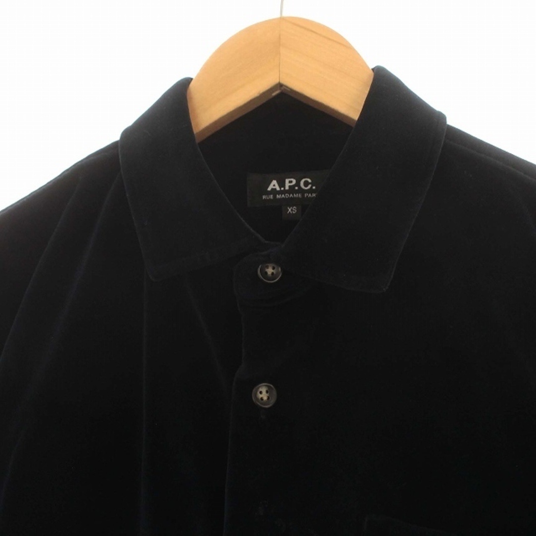 A.P.C(アーペーセー)のアーペーセー A.P.C. ベロアシャツ 長袖 シャツ XS ネイビー  メンズのトップス(シャツ)の商品写真