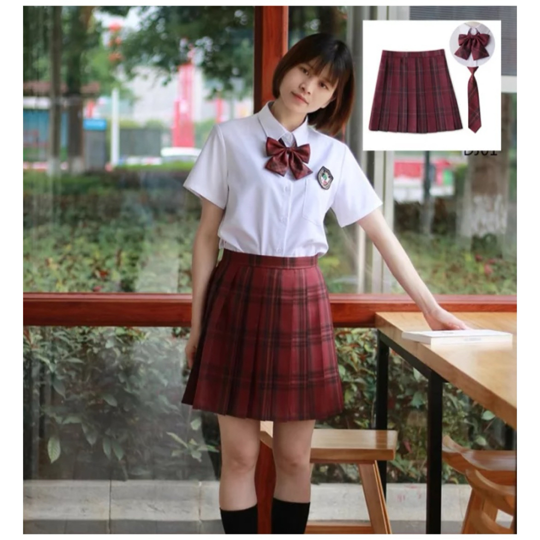制服スカート 赤チェック ウエスト84〜88  3XL レディースのスカート(ひざ丈スカート)の商品写真