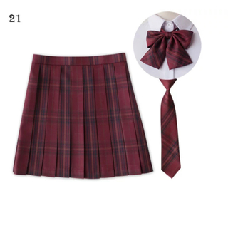 制服スカート 赤チェック ウエスト84〜88  3XL(ひざ丈スカート)