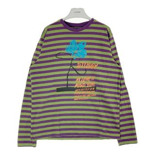 ステューシー(STUSSY)の★STUSSY ステューシー 1140117 Flower Stripe 長袖Tシャツ ボーダー パープル グリーン sizeL(Tシャツ/カットソー(七分/長袖))