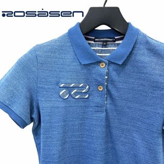 ロサーゼン(ROSASEN)の美品 ロサーセン 半袖 ポロシャツ M サイズ レディース 青 ゴルフウェア(ウエア)