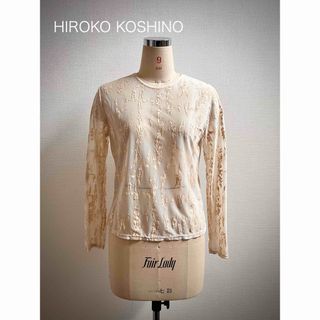 ヒロココシノ(HIROKO KOSHINO)のコシノヒロコ 春夏 チュールシースルーパワーネットプリントカットソー ラバー(カットソー(長袖/七分))