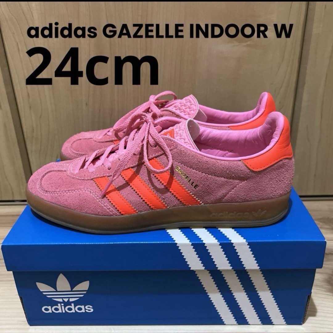 adidas(アディダス)の一度短時間着用　24cm アディダス ガゼル インドア ピンク　スニーカー レディースの靴/シューズ(スニーカー)の商品写真