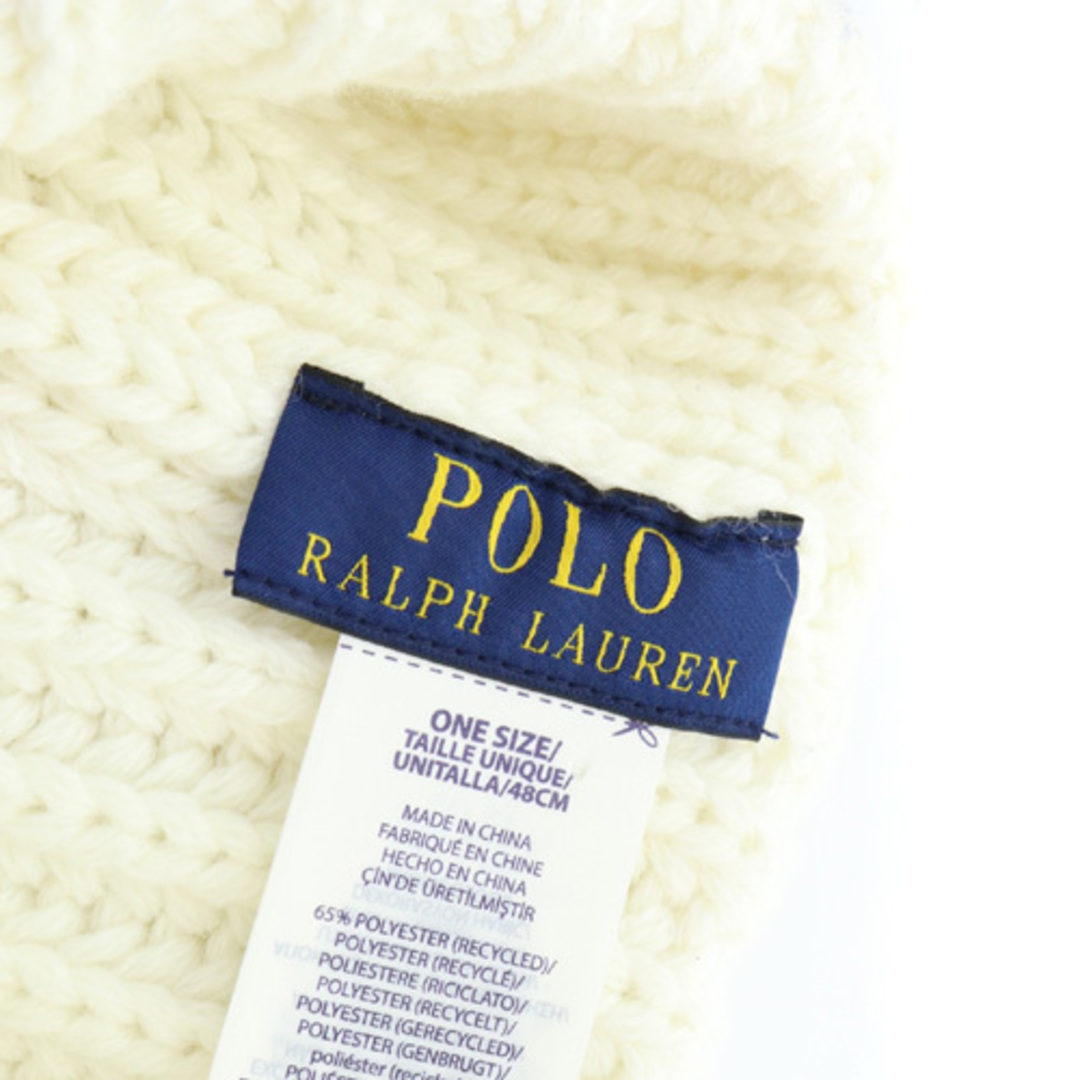 POLO RALPH LAUREN(ポロラルフローレン)のポロ ラルフローレン ポロ ベア刺繍 ポンポン ニット帽 F 白 レディースの帽子(その他)の商品写真