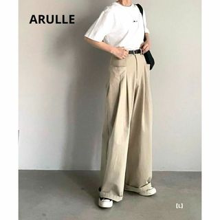 ARULLE ダブルプリーツ ワイドレッグパンツ(カジュアルパンツ)