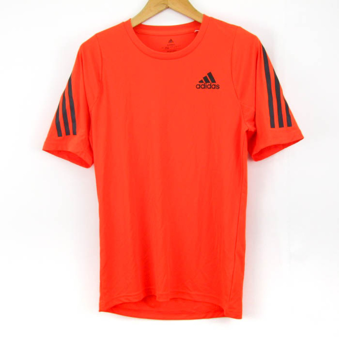 adidas(アディダス)のアディダス 半袖Tシャツ 袖ライン ランニングウエア メンズ Sサイズ オレンジ×ブラック adidas メンズのトップス(Tシャツ/カットソー(半袖/袖なし))の商品写真