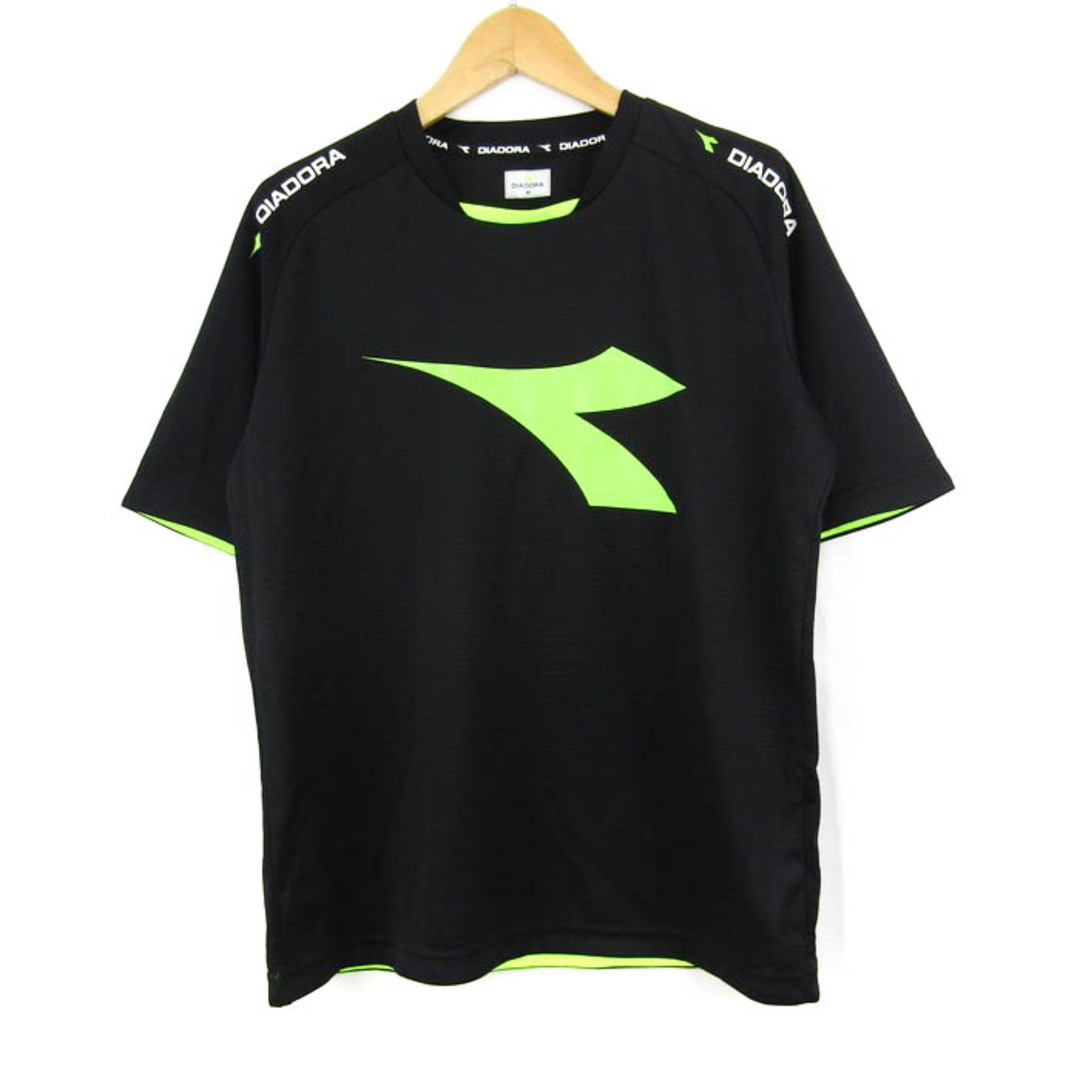 DIADORA(ディアドラ)のディアドラ 半袖Tシャツ ロゴT バックロゴ スポーツウエア メンズ Mサイズ ブラック×イエロー Diadora メンズのトップス(Tシャツ/カットソー(半袖/袖なし))の商品写真