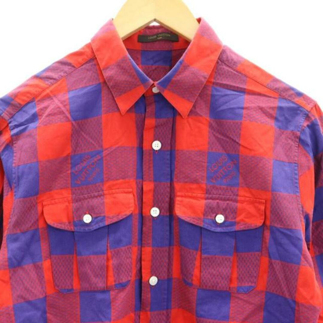 LOUIS VUITTON(ルイヴィトン)のルイヴィトン ダミエマサイ シャツ コットン 長袖 S 赤 青 メンズのトップス(シャツ)の商品写真