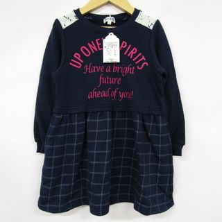 シューラルー 長袖ワンピース 切替デザイン チェック柄 未使用品 キッズ 女の子用 110サイズ ネイビー SHOO･LA･RUE(ワンピース)