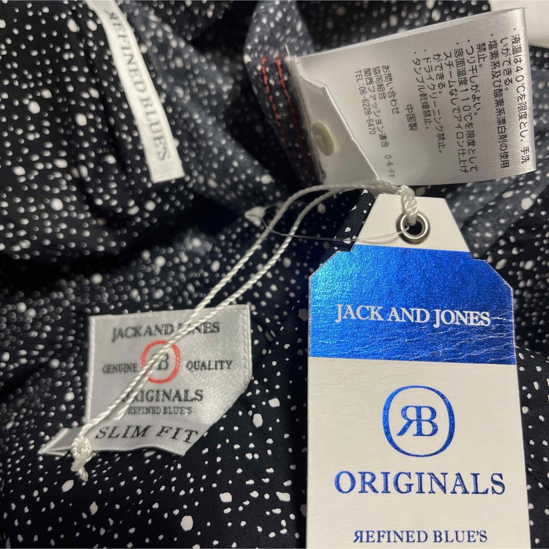 新品　JACK&JONES  ユニセックス　【XS】黒　吹雪柄　長袖　綿シャツ メンズのトップス(シャツ)の商品写真