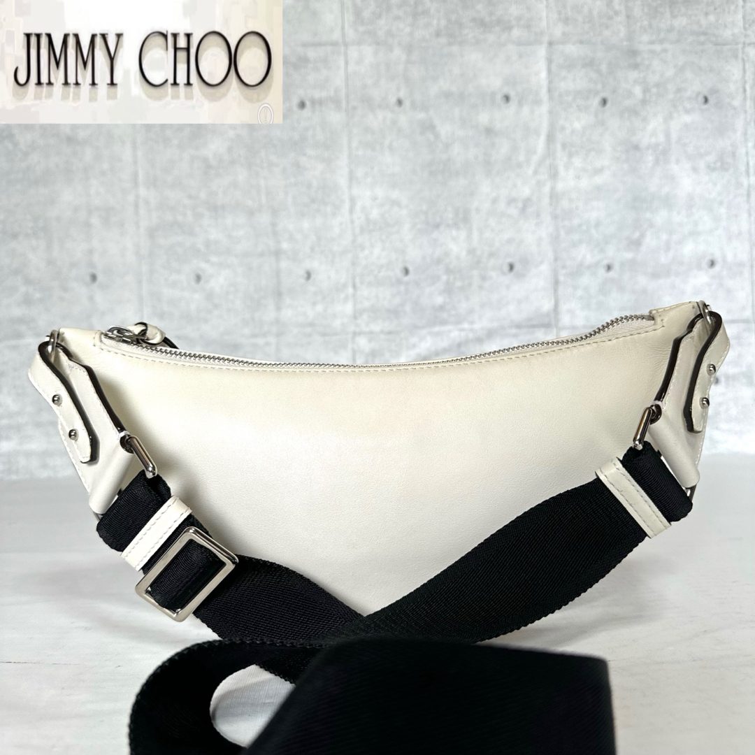 JIMMY CHOO(ジミーチュウ)の【JIMMY CHOO】FIFER ホワイト レザー JC クロスボディバッグ レディースのバッグ(ショルダーバッグ)の商品写真