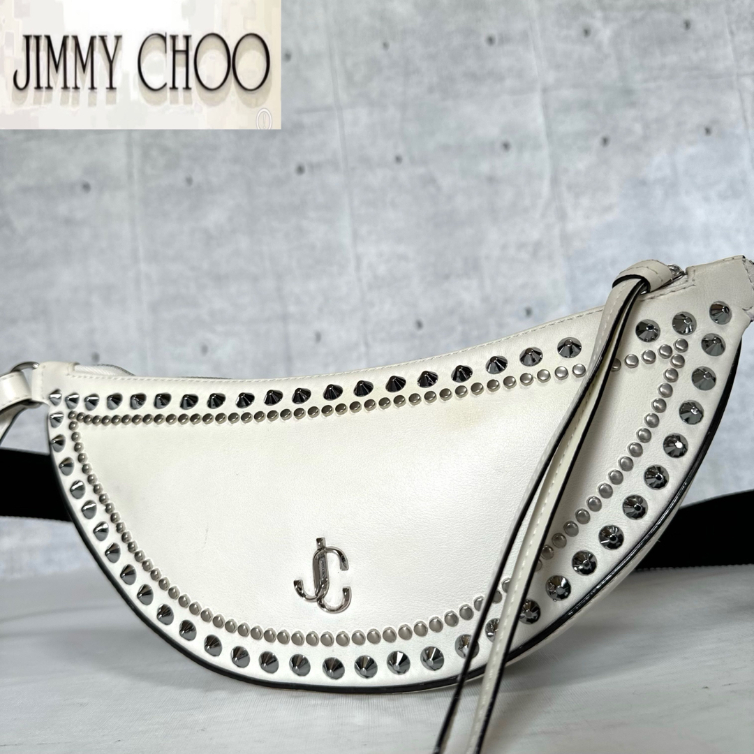 JIMMY CHOO(ジミーチュウ)の【JIMMY CHOO】FIFER ホワイト レザー JC クロスボディバッグ レディースのバッグ(ショルダーバッグ)の商品写真