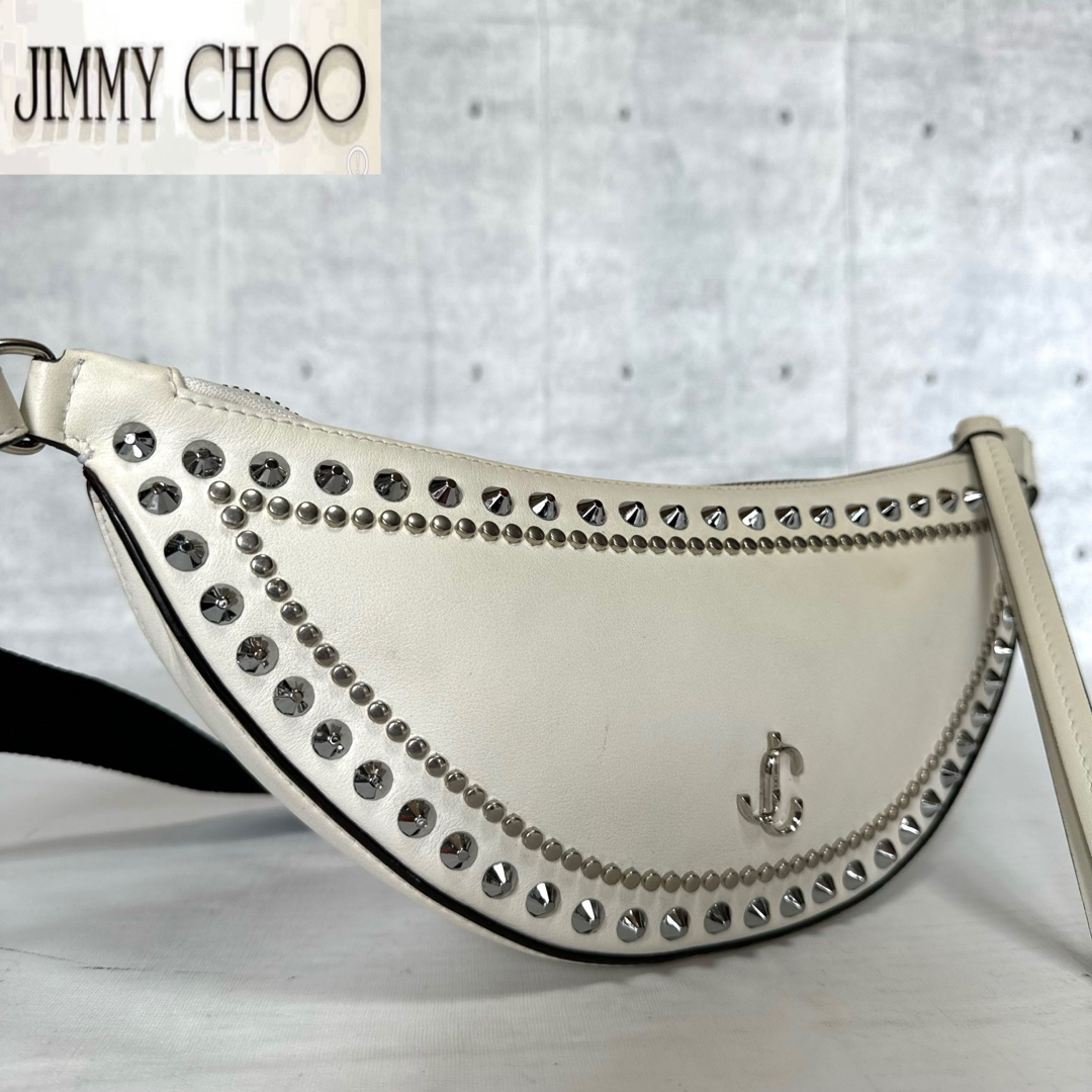 JIMMY CHOO(ジミーチュウ)の【JIMMY CHOO】FIFER ホワイト レザー JC クロスボディバッグ レディースのバッグ(ショルダーバッグ)の商品写真