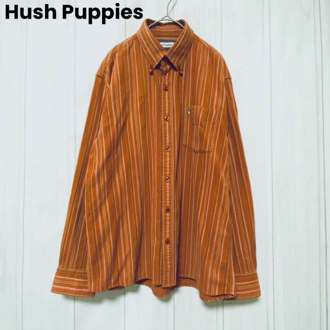 Hush Puppies(ハッシュパピー)のst588 Hush Puppies 長袖シャツ オレンジ ストライプ メンズのトップス(シャツ)の商品写真