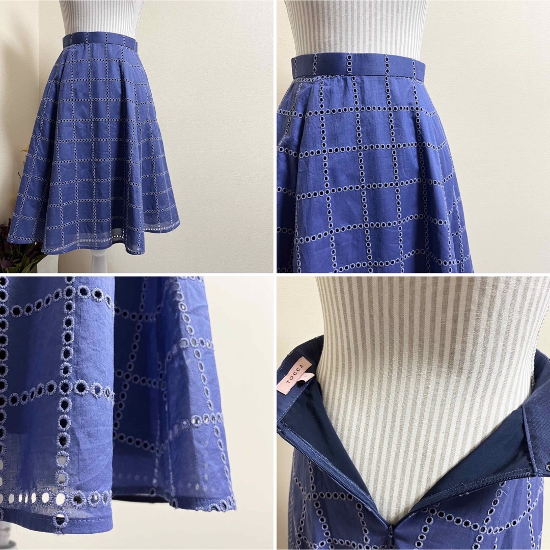 TOCCA(トッカ)のトッカ　TOCCA 刺繍　スカート　0 XS 小さいサイズ　春夏　ブルー レディースのスカート(ひざ丈スカート)の商品写真