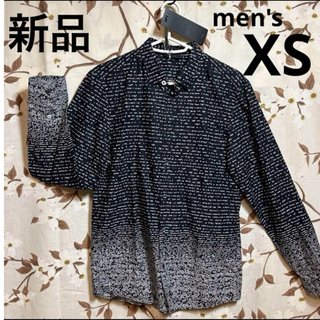 新品　JACK&JONES  ユニセックス　【XS】黒　粉雪柄　長袖ドレスシャツ(シャツ)