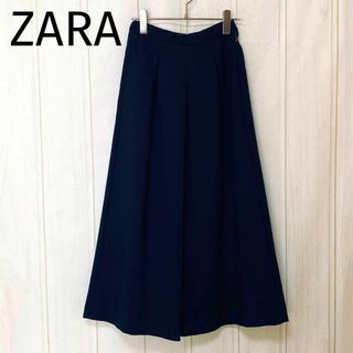 ザラ(ZARA)のst592 ZARA ザラ ワイドストレート 伸縮性ネイビー 小さめ シンプル(カジュアルパンツ)