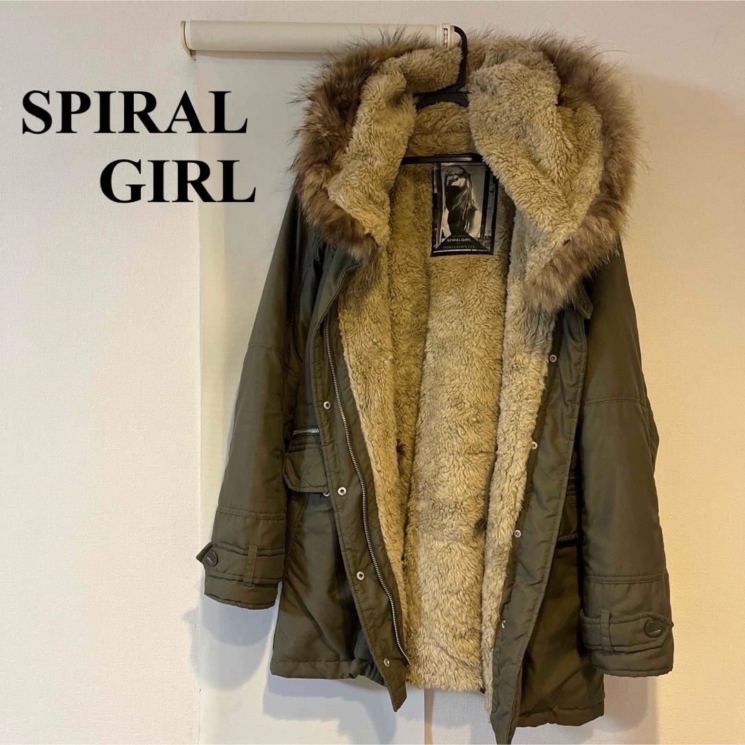 SPIRAL GIRL(スパイラルガール)のSPIRALGIRL スパイラルガール モッズコート ファー カーキ ボアコート レディースのジャケット/アウター(モッズコート)の商品写真