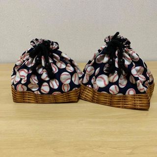 野球　ハンドメイド　お弁当袋(ランチボックス巾着)