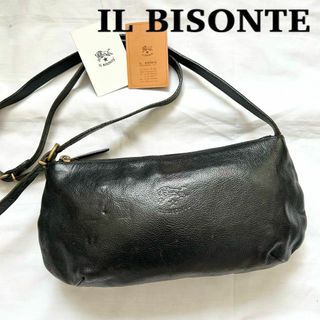 イルビゾンテ(IL BISONTE)の✨高級感✨即完品　イルビゾンテ　ショルダーバッグ　レザー　本革　ブラック　黒(ショルダーバッグ)