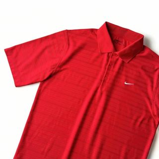 ナイキ(NIKE)の美品 ナイキ ゴルフ ドライ ストレッチ 半袖 ポロシャツ メンズ L 赤(ウエア)