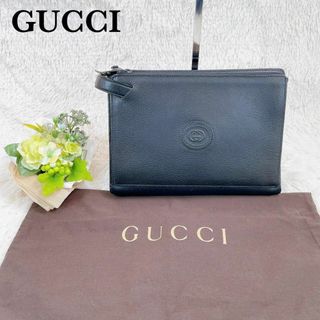 Gucci - ☆良品☆グッチ GUCCI レザー セカンドバッグ ブラック インターロッキング