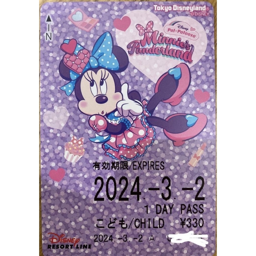 Disney(ディズニー)のリゾートライン　限定フリーきっぷ　パルパルーザ　ミニーの日　ディズニー エンタメ/ホビーのタレントグッズ(その他)の商品写真