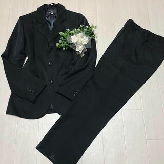 キッズフォーマル セットアップ 大きめ 170 ネクタイ付き 黒 ブラック(ドレス/フォーマル)
