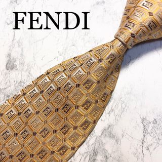 フェンディ(FENDI)のFENDI ネクタイ　ズッカ柄　ゴールド　Fマーク(ネクタイ)