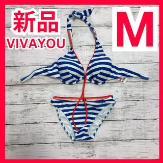 ブラックシャーク　ボーダー　青　ブルー　水着　Mサイズ　ビバユー/VIVAYOU(水着)