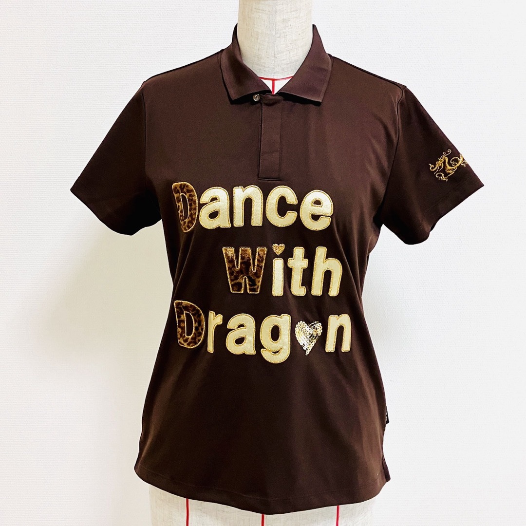 Dance With Dragon(ダンスウィズドラゴン)の極美品✨ ダンスウィズドラゴン ポロシャツ 日本製 金刺繍 レオパード ロゴ 3 スポーツ/アウトドアのゴルフ(ウエア)の商品写真