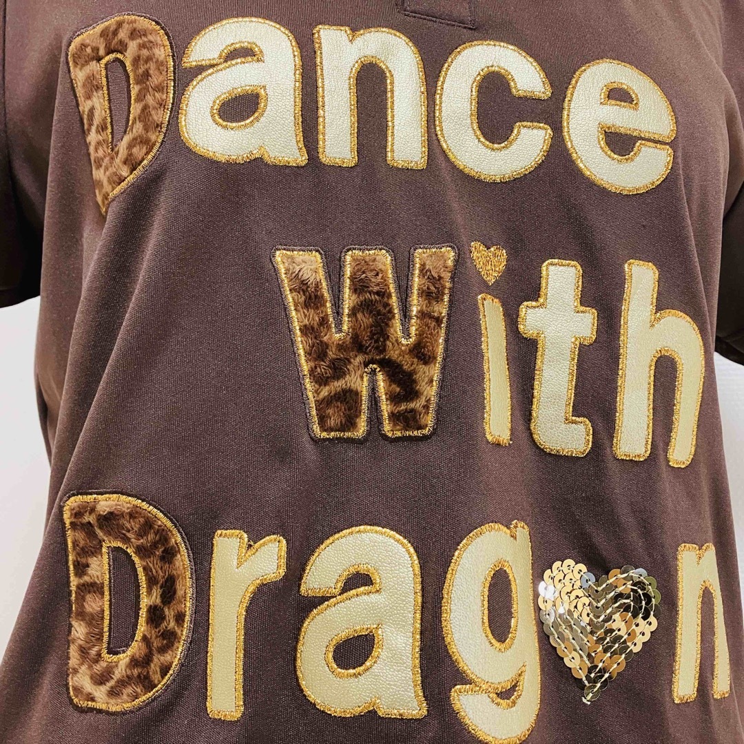 Dance With Dragon(ダンスウィズドラゴン)の極美品✨ ダンスウィズドラゴン ポロシャツ 日本製 金刺繍 レオパード ロゴ 3 スポーツ/アウトドアのゴルフ(ウエア)の商品写真