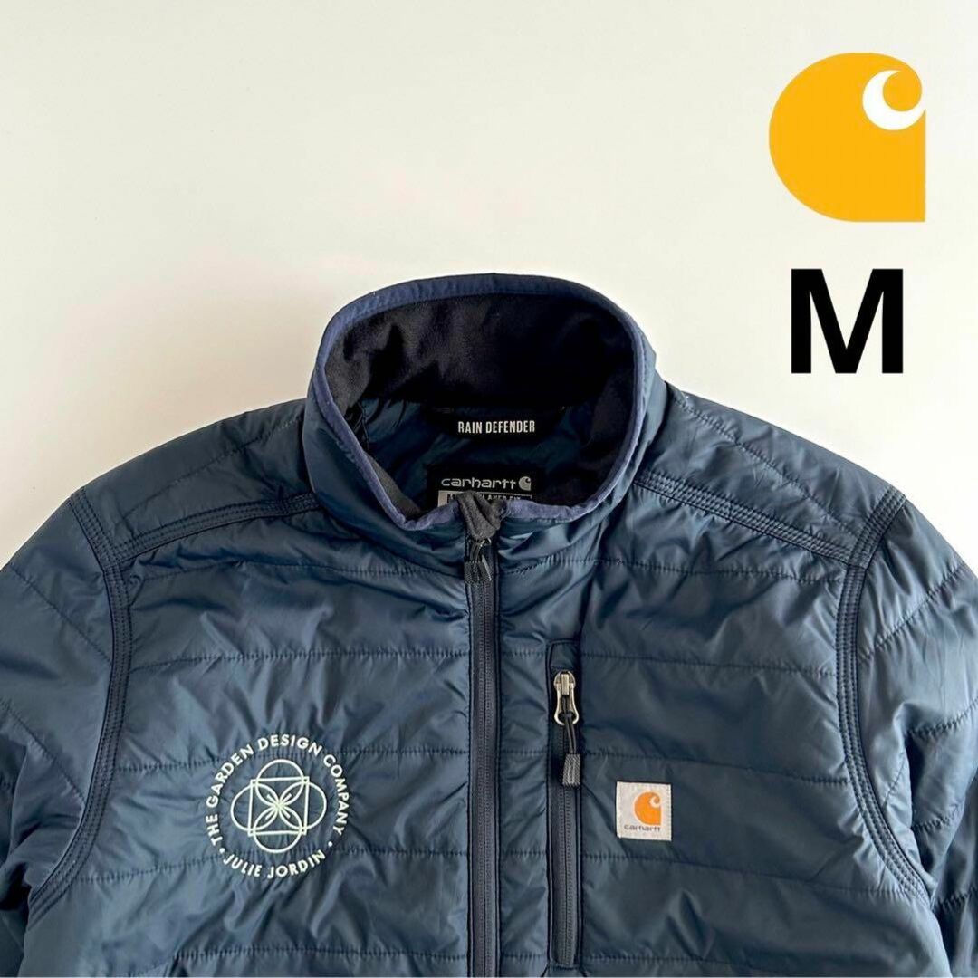 carhartt(カーハート)のCARHARTT 中綿ジャケット ライトダウンジャケット ネイビー 企業ロゴ M メンズのジャケット/アウター(ダウンジャケット)の商品写真