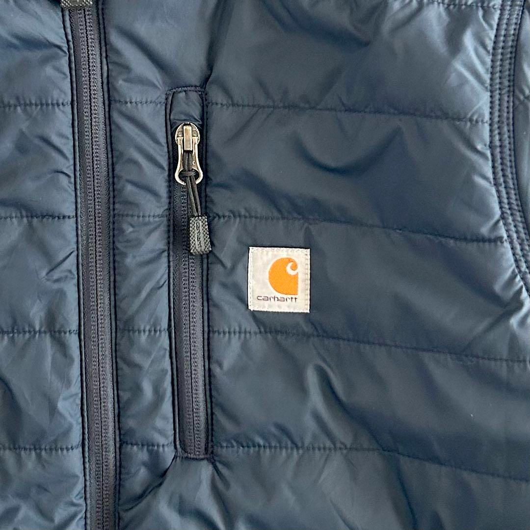 carhartt(カーハート)のCARHARTT 中綿ジャケット ライトダウンジャケット ネイビー 企業ロゴ M メンズのジャケット/アウター(ダウンジャケット)の商品写真