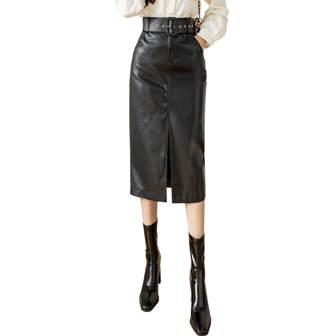 3999円○L スカート スタイリッシュ 日常使い オフィススタイル ブラウン レディースのスカート(ひざ丈スカート)の商品写真