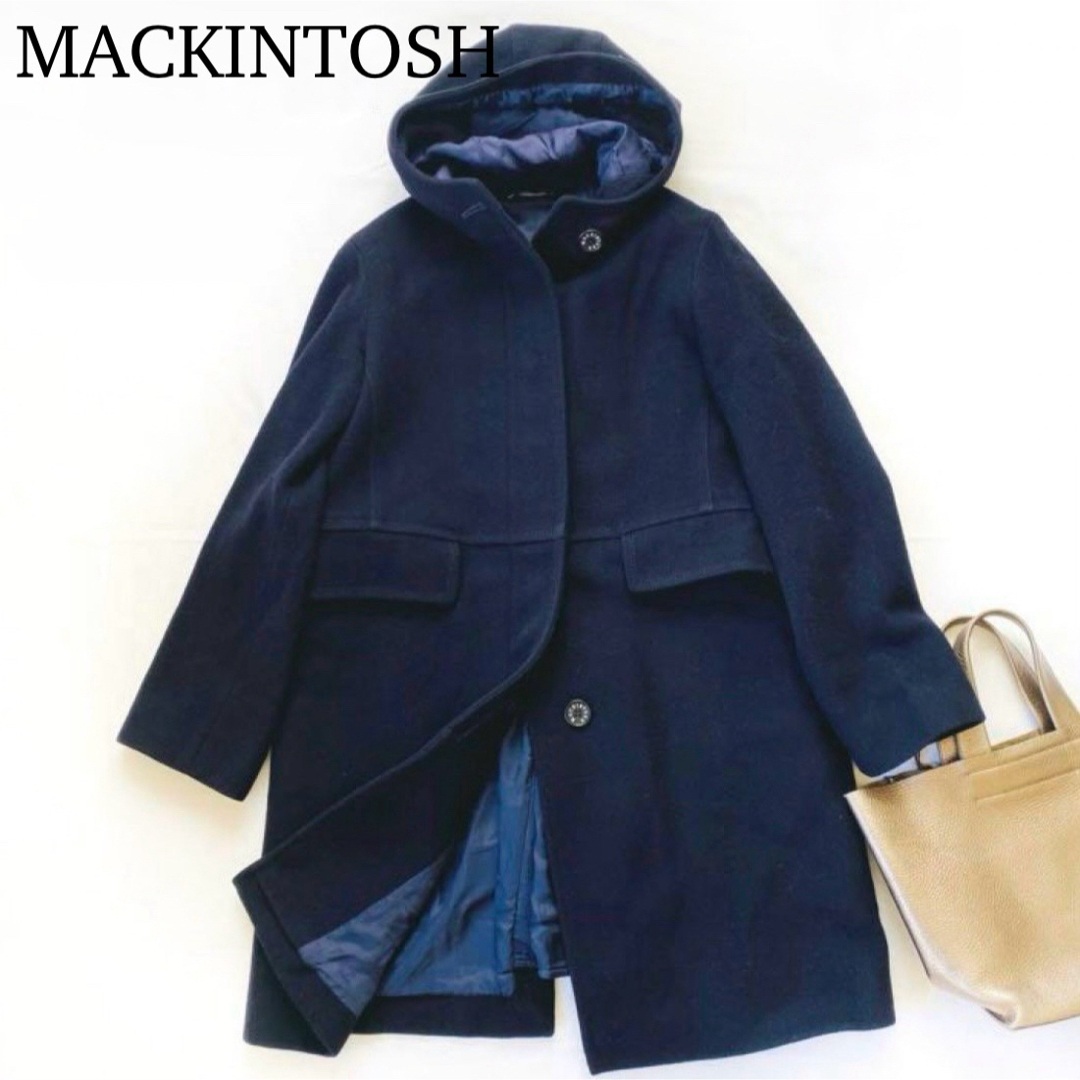 MACKINTOSH(マッキントッシュ)のMACKINTOSH マッキントッシュ フーデット ロングコート 濃紺 ネイビー レディースのジャケット/アウター(ロングコート)の商品写真