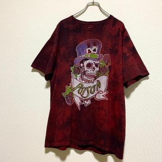 ミュージックティー(MUSIC TEE)のアメリカ古着　POISON ポイズン　バンT　バンド　半袖　タイダイ　スカル(Tシャツ/カットソー(半袖/袖なし))